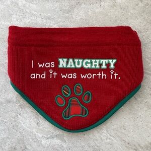 Petco Reversible Naughty / Nice Red and Green Knitted Dog Bandana S/M